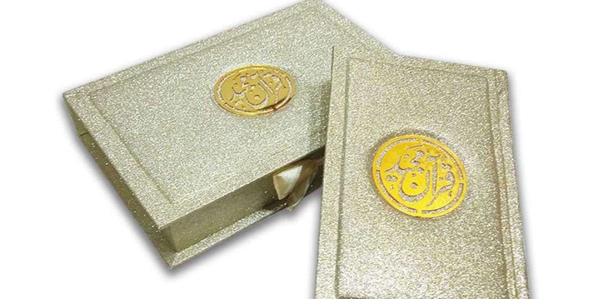Gold Glittered Rainbow Quran with Ribbon Box